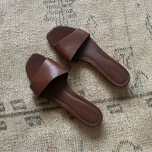 Reformation brown leather slide sandals